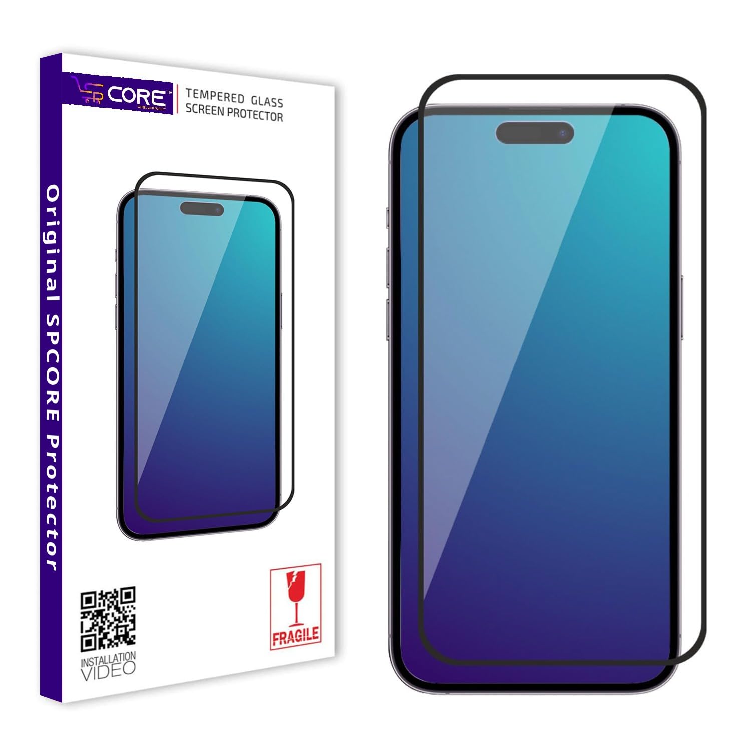 SPCORE Tempered Glass Screen Protector Compatible for iPhone 15 Pro Max (Black) Edge to Edge Coverage with Easy Installation kit (B0CJF6N89W) Amazon Price History, Amazon Price Tracker