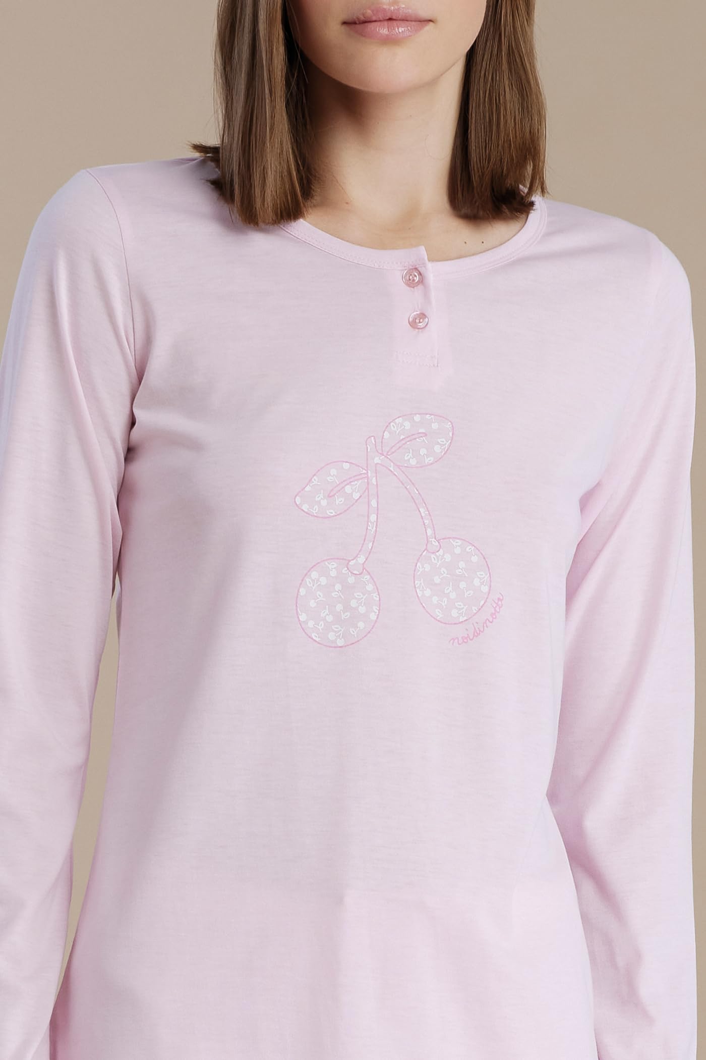 Noidinotte - Pigiama Donna in Cotone con Top Manica Lunga e Pantalone