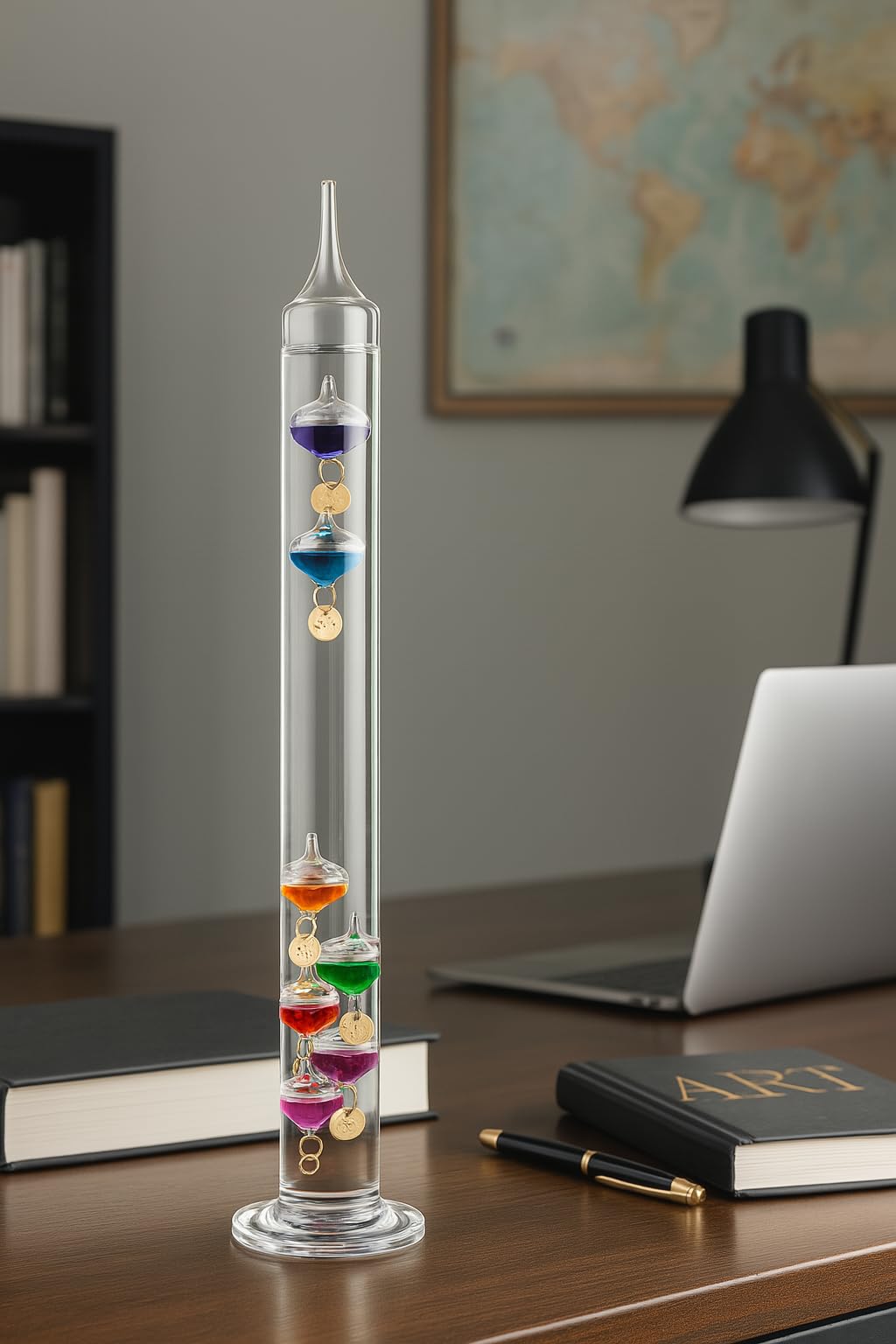 Tubo di vetro del termometro Galileo 40 cm, esterno o interno, analogico, palle galleggianti