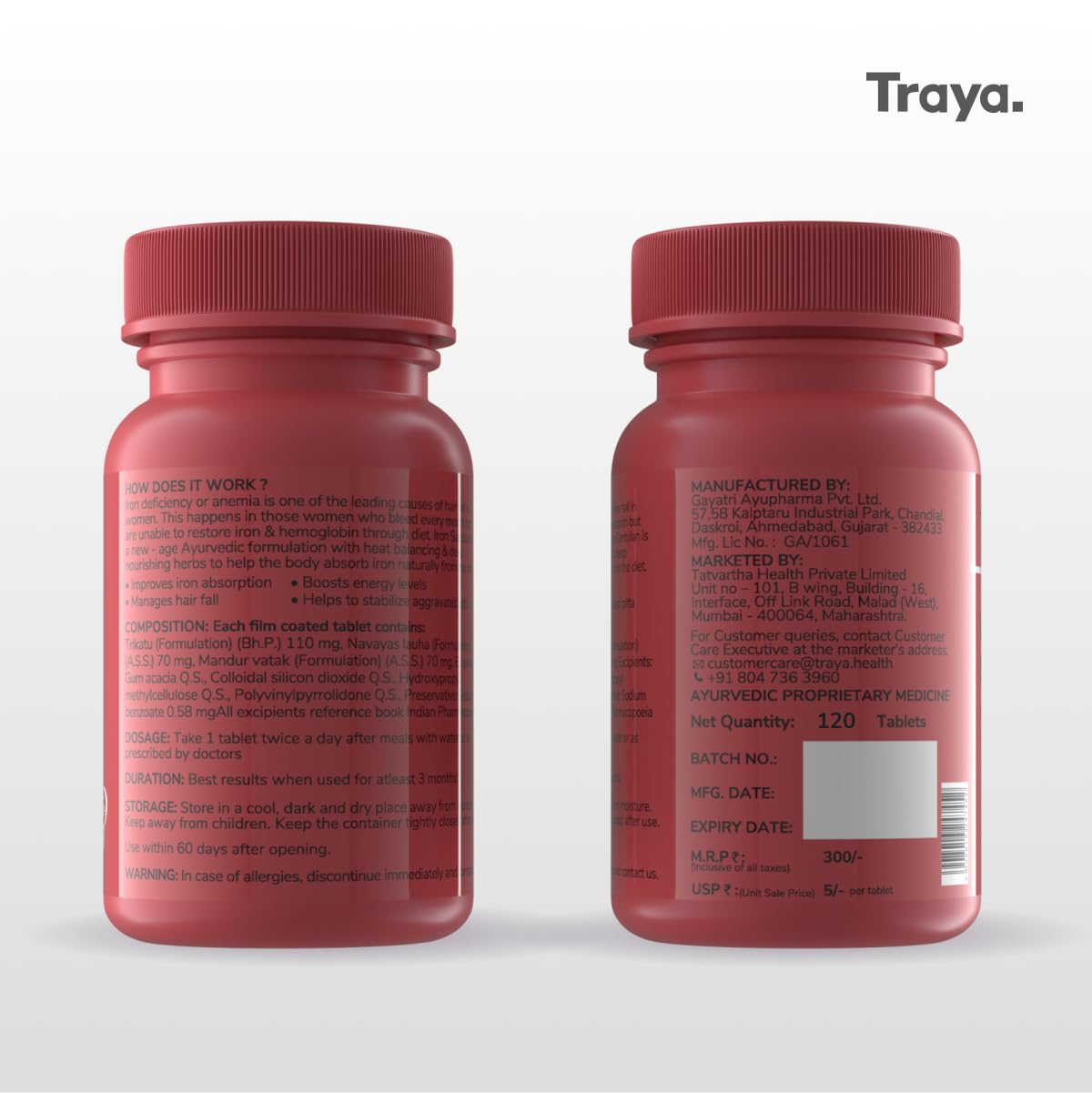 Traya Iron Santulan | Ayurvedic Supplements for Iron Deficiency & Anemia-Related Hair Fall | Boost Hemoglobin Levels | Reduces Fatigue, Improves Stamina & Controls Hairfall | 120 Tablets 3