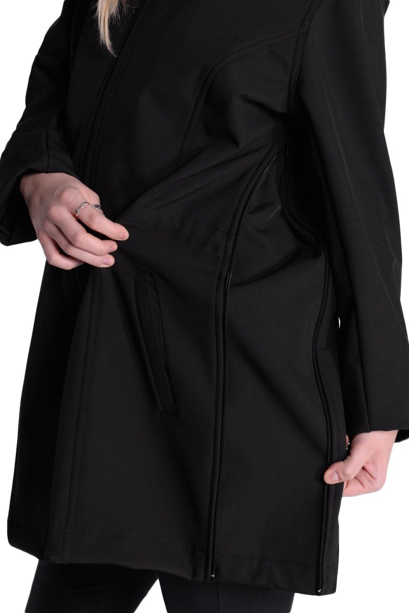 Mija 2 en1 Grossesse/maternité Veste - Manteau Confortable Chaud et élégant 100% Softshell 3059 (EU 38, Noir)