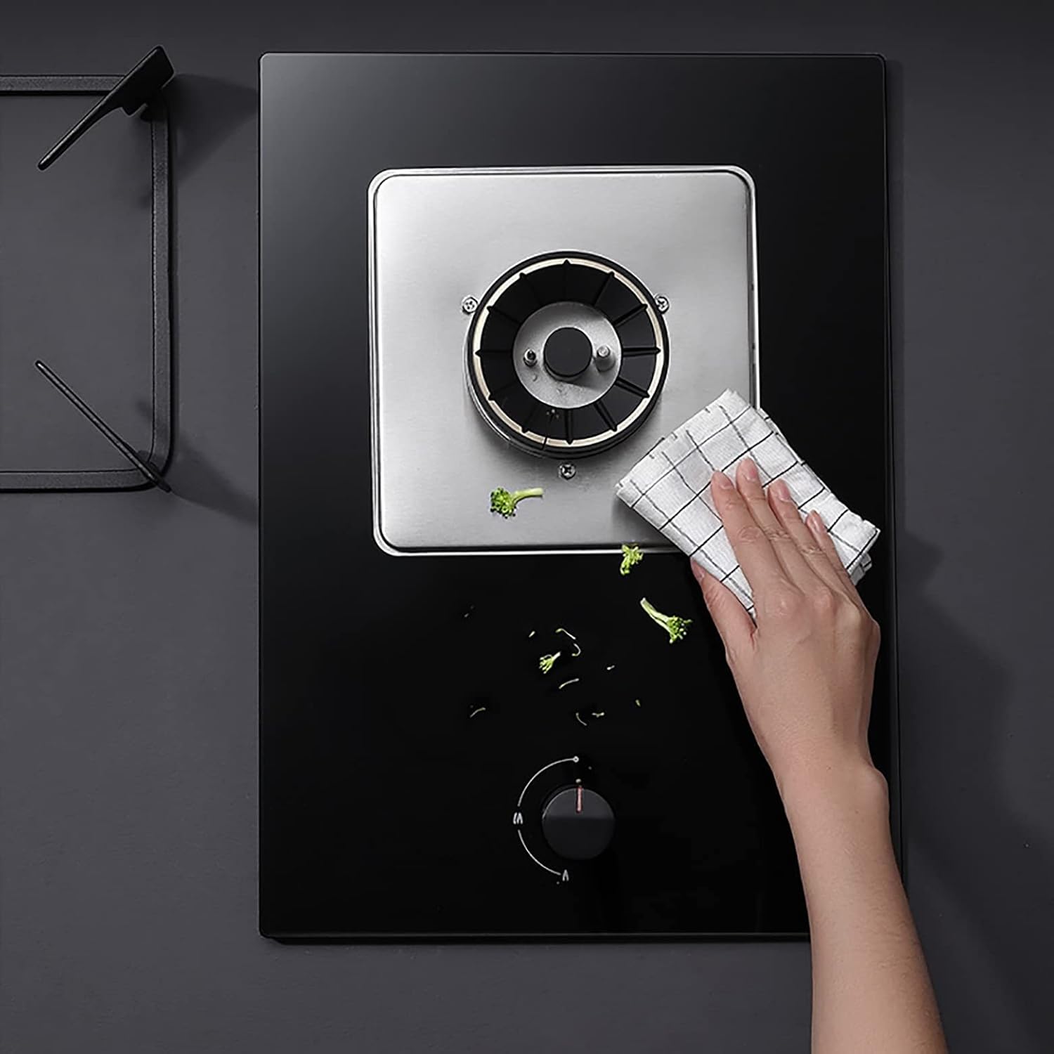 Burners Gas Hob gas hob 33CM Built-in Gas Stove, Cooker With FFD And Cast Iron Pan Supports， Portable Black Tempered Glass 4.0kW Indoor Dining,Easy To Clean(Ng)