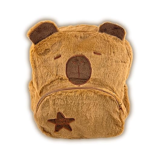 Mochila Infantil Capivara Pelúcia Design Kawaii Moda Unissex Escolar