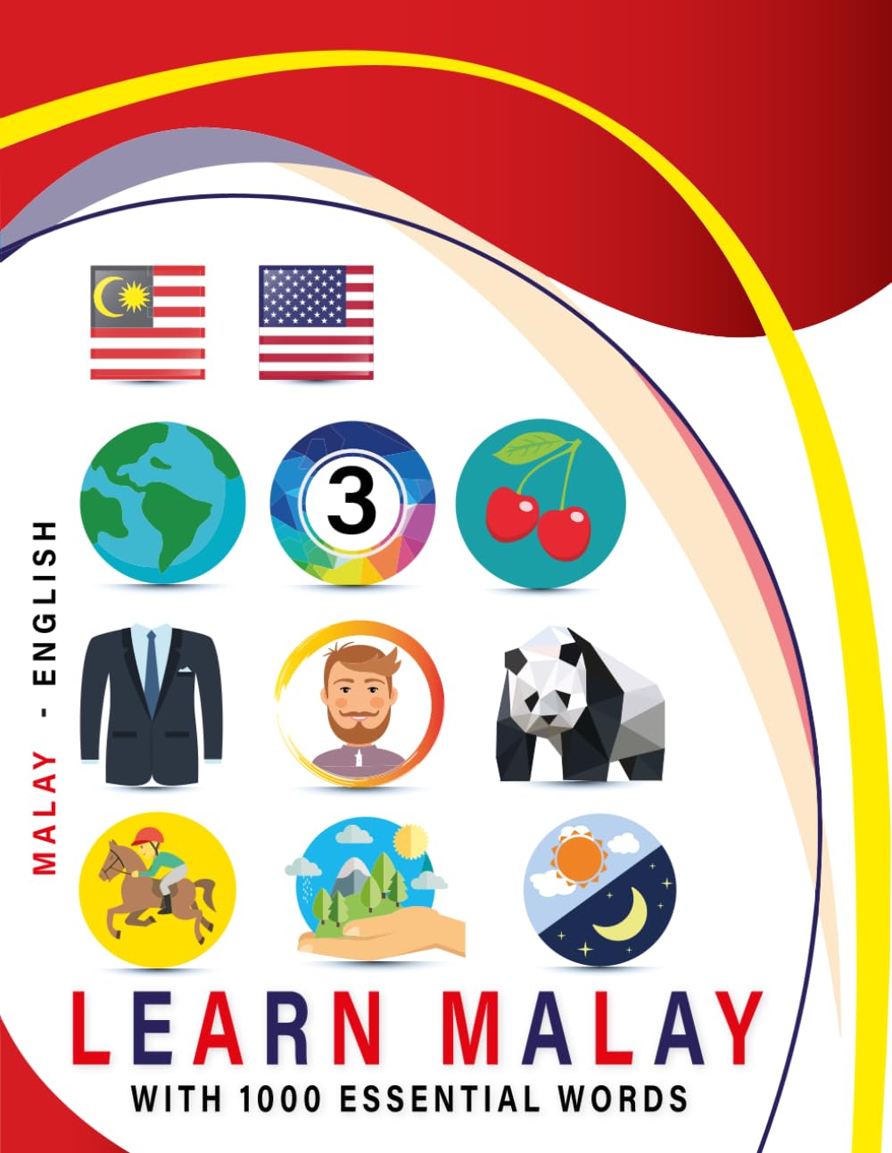 Learn Malay with 1000 Essential Words: Bilingual Malay - English Language Learning Book for Kids & Adults with Essential Vocabulary