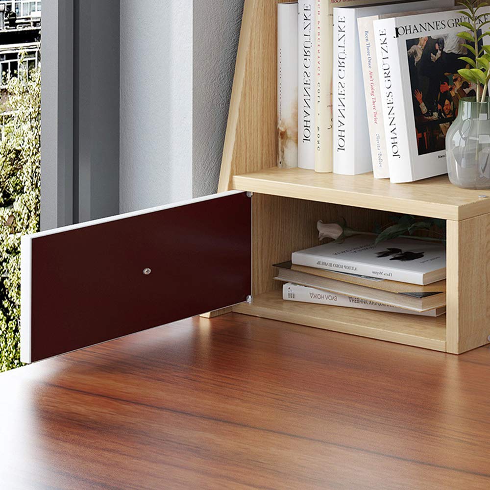 木目調デスク 上部棚付き 3引き出し Amazon | Dyaskz デスク上置棚 コーナー収納 木製 本棚 3層