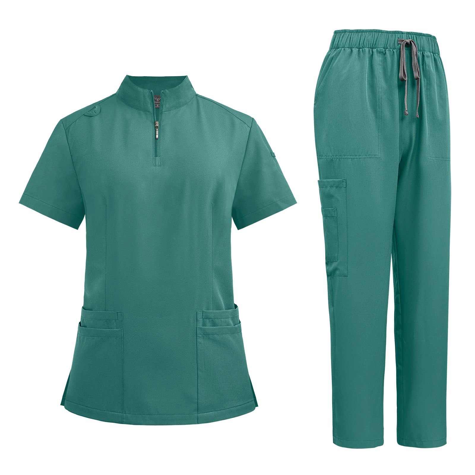 VIAOLI Scrubs Set Multiple pockets V-Neck Top and Drawstring Scrub Pant - Medical Uniform Women Scrub Set Clearance