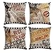 GSP Gspirit 4 Pack Cuscini Divano Retro Teatro Film Cotone Biancheria Tropicale Decorativo Copricuscini Divano 45x45 cm