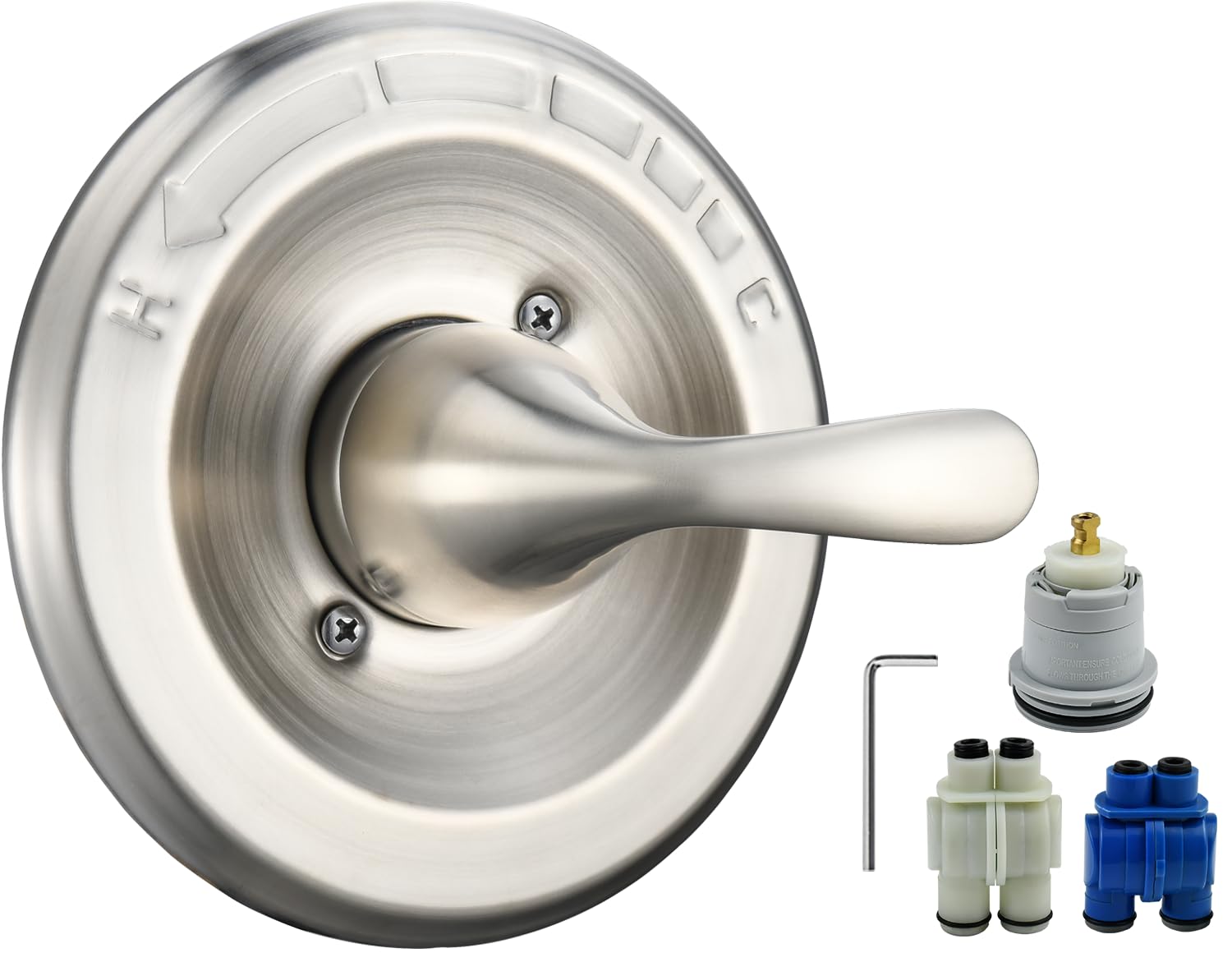 T13020-SS Brushed Nickel Stainless Steel Replacement for Delta Classic 13/14 Series Single-Function Handle Trim Kit,Fit for Delta Shower Rough-in Valve R10000 Series (2 Style of Cartridge Included)