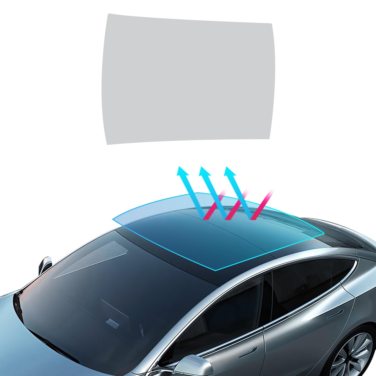 für Tesla Model Y 2019 2020 2021 2022 2023 2024 8.5mil TPU PPF Solar Fenstertönung für Autodach Oberlicht Vorgeschnittene Selbstklebende Transparent Lackschutzfolie Zubehör Eisblau 1Stück