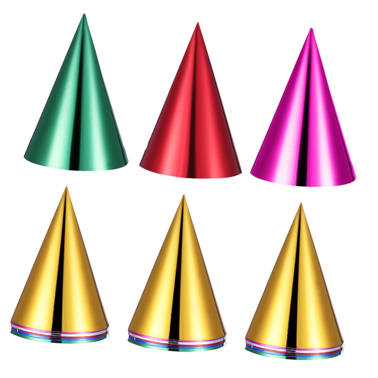 60 pièces Chapeaux Coniques Métalliques pour Anniversaire Chapeaux Papier Légers et Colorés avec Finition Brillante Accessoires Festifs pour Garçon Fille et Célébrations