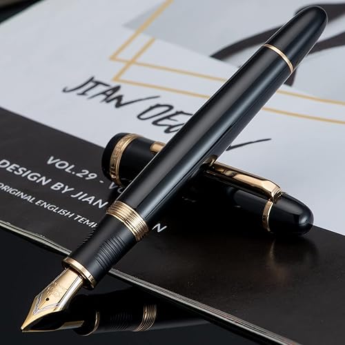 Miniatura 7 de Jinhao X850 - Pluma estilográfica mediana con convertidor negro con clip dorado de metal para escribir