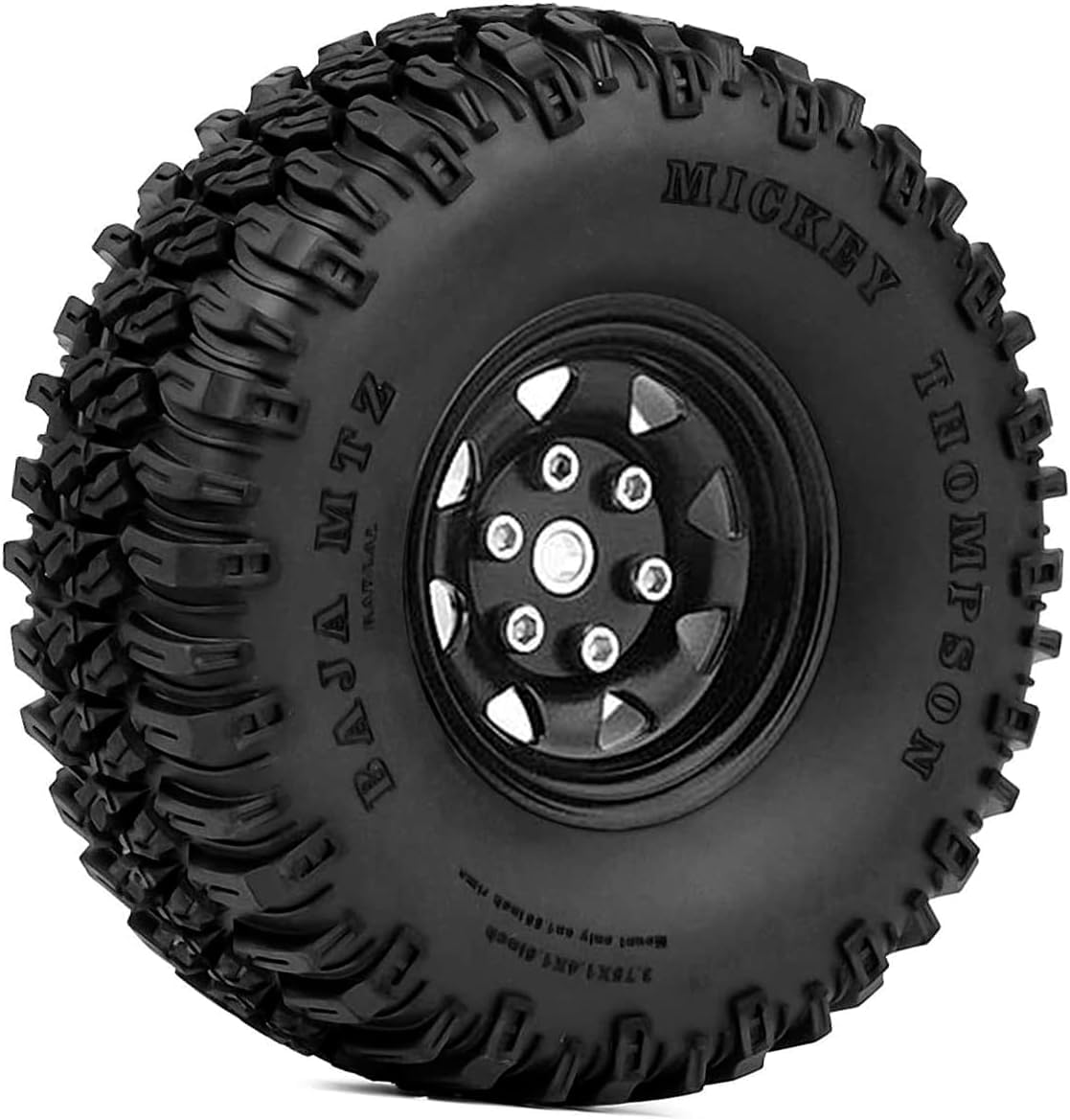 KINGCOO RC, set di 4 cerchioni in metallo RC Beadlock, con pneumatici in gomma, per auto da 1/10 RC Crawler per Axial AX90069 D90 TF2 Tamiya CC01 LC70 LC80 (95 mm, nero)