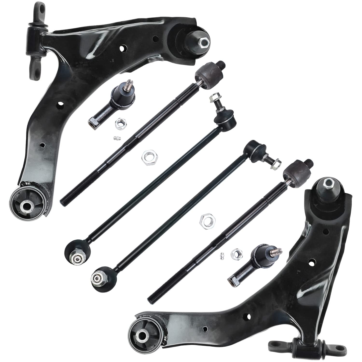 Detroit Axle - Front Lower Control Arms + Tie Rods Sway Bars Suspension Kit