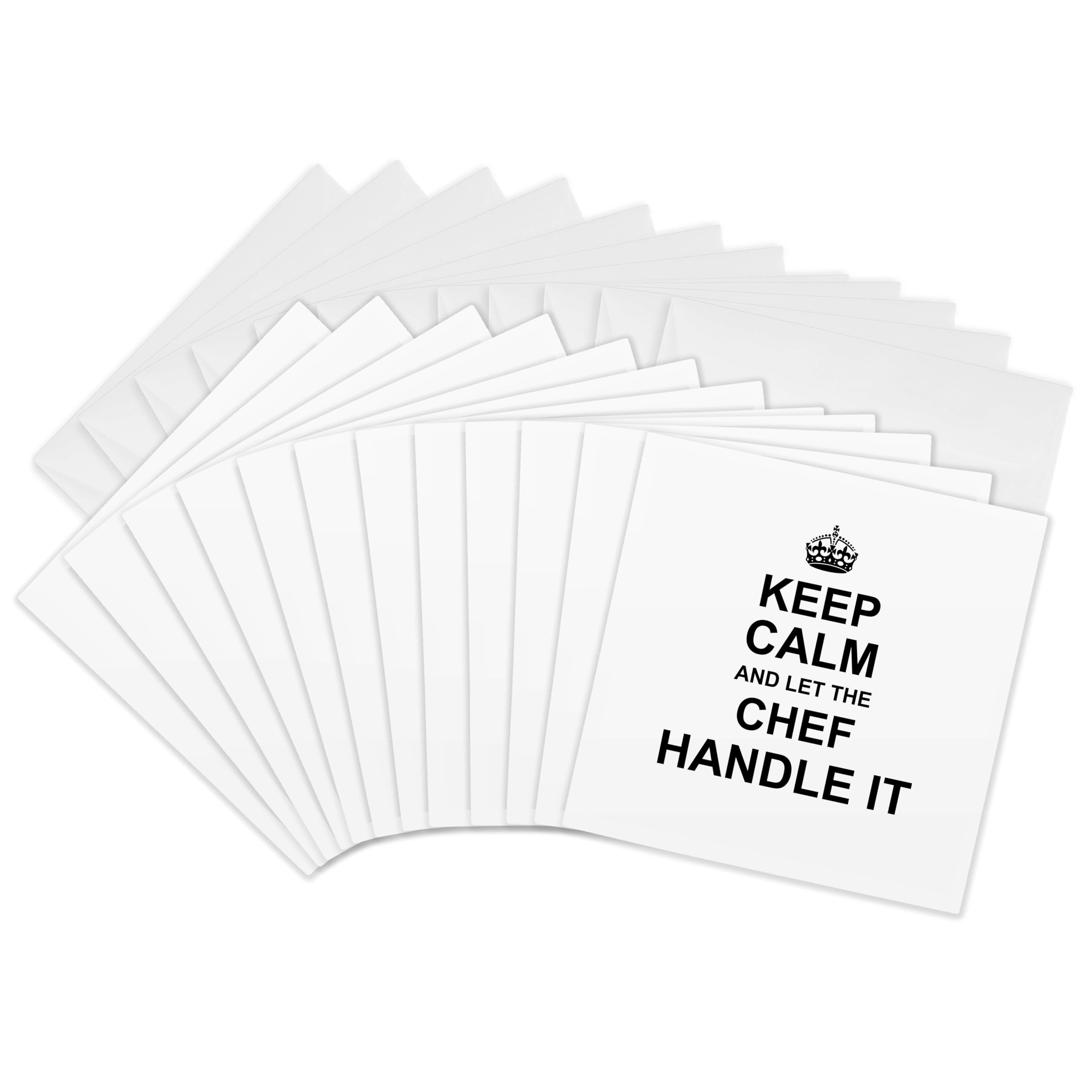 3dRose gc_233147_2 6 x 6-Inch "Keep Calm and Let The Chef Handle It Fun Funny Career Job Pride Gift" Greeting Card (Set of 12)
