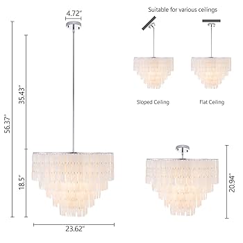 TOCHIC Capiz Shell Chandelier, 6-Light Chandelier for Dining