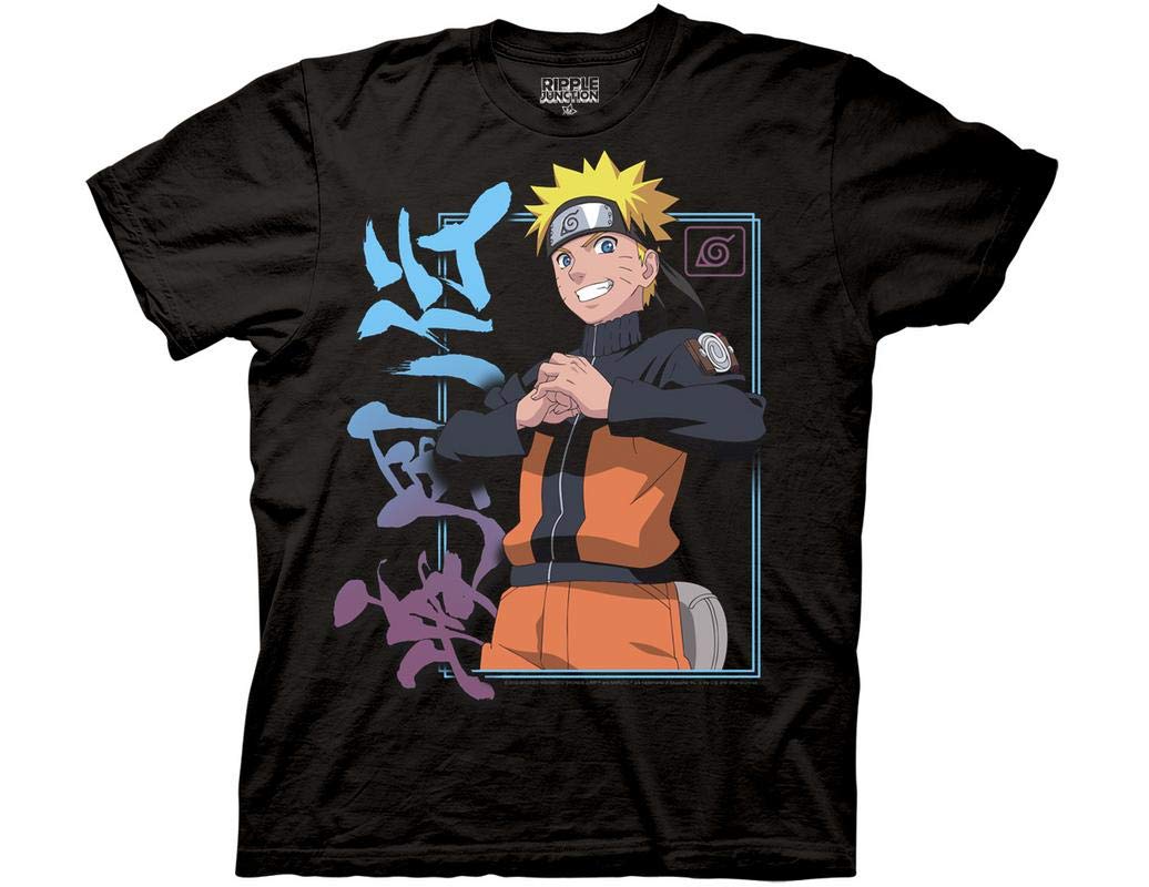 Naruto Shippuden Naruto Kanji Frame Adult Unisex Crew Neck Anime T-Shirt
