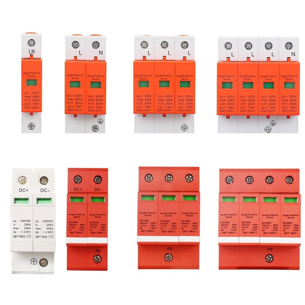 1 dispositivo di protezione contro le sovratensioni di potenza, scaricatore SPD, a bassa tensione, 1/2/3/4 poli, 240 V, 380 V, 1000 V, protezione di tensione (2P, DC1000 V 30-60 KA)