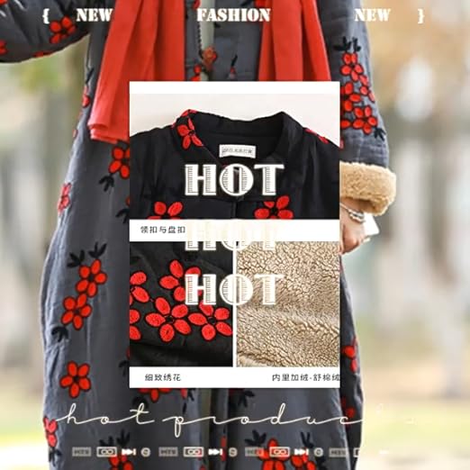 Amazon.com: LZJN Women Trench Coat Floral Embroidered Jacket Thick