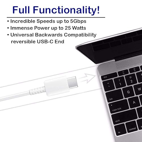 Miniatura 3 de Cable USB-C original de 10 pies funciona para Oppo Reno 4F con carga rápida y transferencia de datos (blanco 3M)