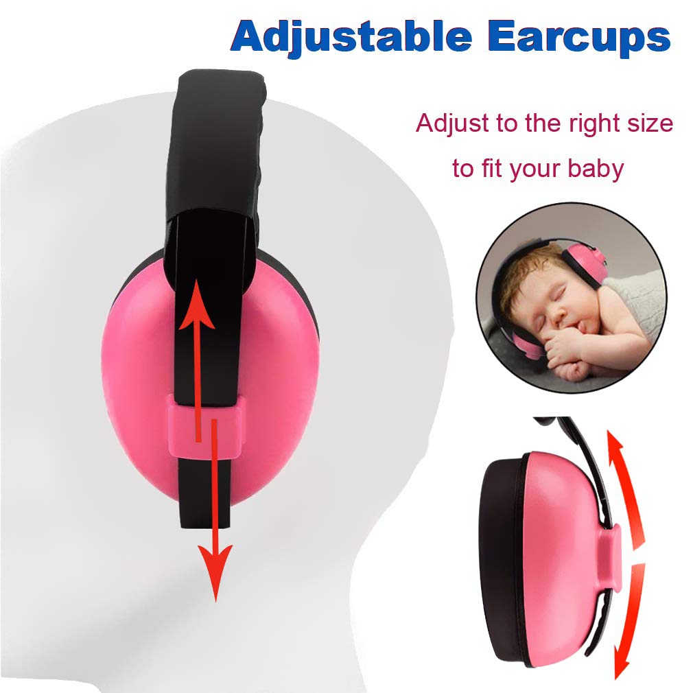 Baby Noise Cancelling Headphones, Ear Protection Earmuffs Noise Reduction for 0-3 Years Kids/Toddlers/Infant, for Babies Sleeping, Airplane, Concerts, Movie, Theater, Firework (Rose Red) 1