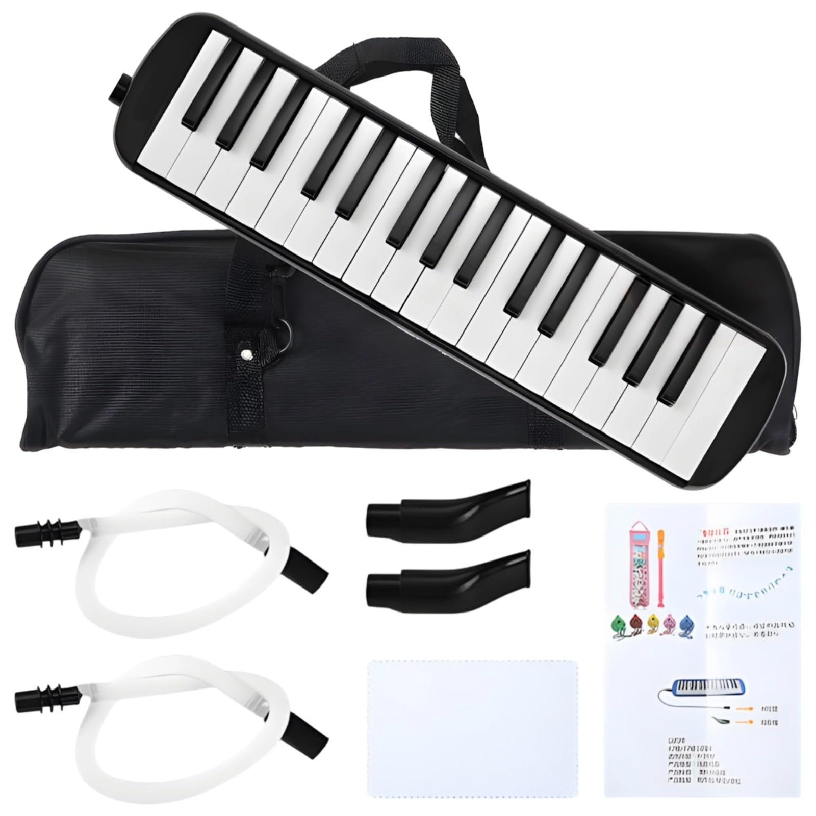 Tastiera melodica nera a 32 tasti con borsa per il trasporto, pianoforte ad aria per principianti, amanti della musica e studenti