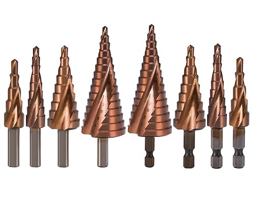 Cobalt Step Drill Bits HSSCO M35 Cone Hex Triangle Shank Metal Drill Bits Tool Set Hole for Stainless Steel 1Pcs(4-20mm(9 Steps)-1)