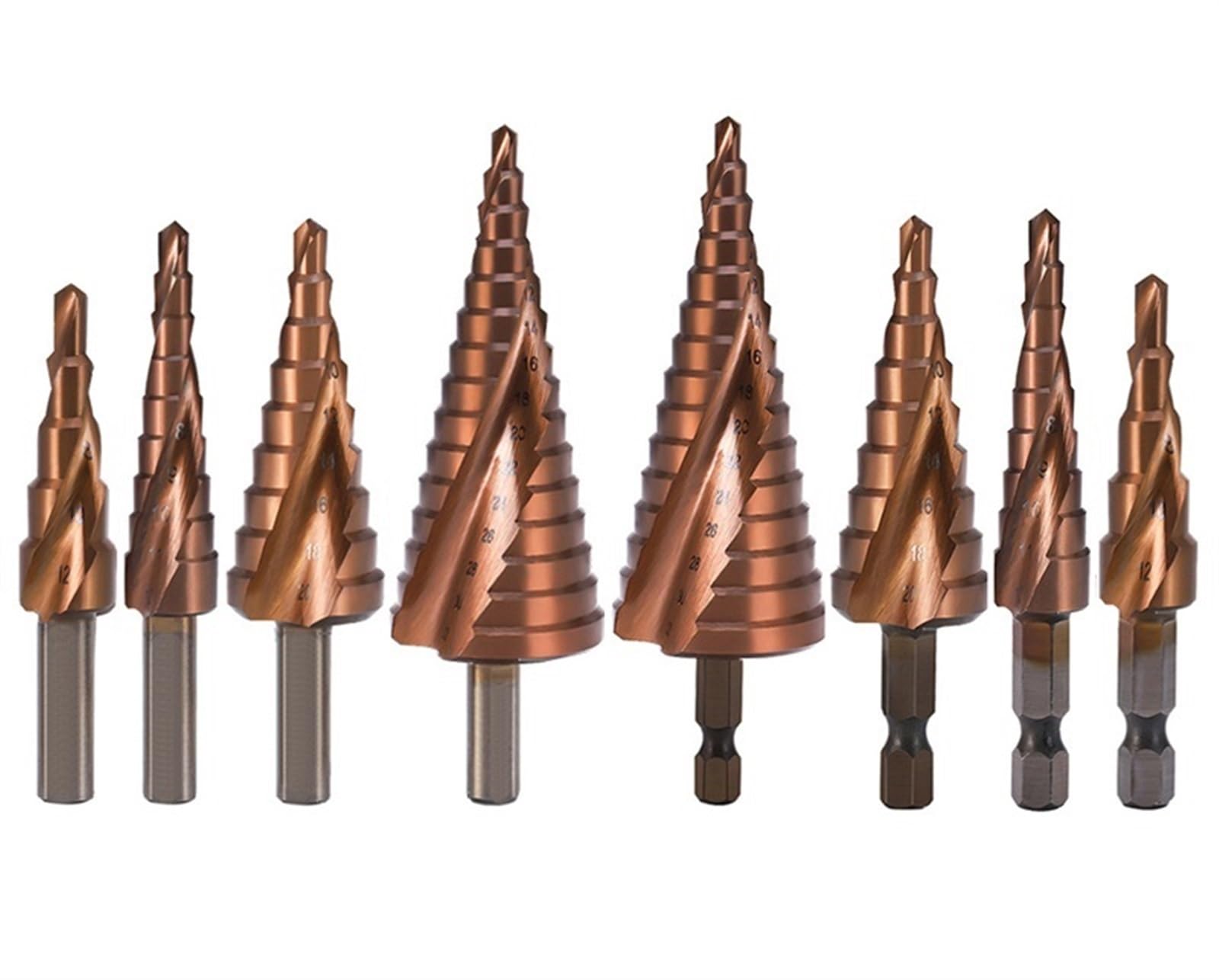 Cobalt Unibit 3-Piece Cobalt Step Drill Bit Set - Titanium Coated, 1/8-7/8 Range, 1/4 Hex Shank For Metal, Wood & DIY Projects Impact Drill - View #4