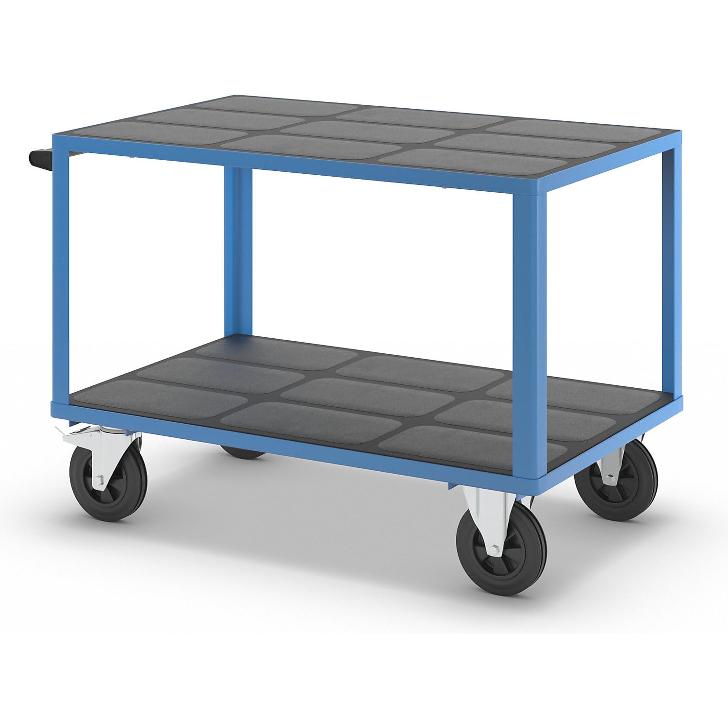 eurokraft | Montagewagen | Tragfähigkeit 500 kg | 2 Ladeflächen aus Kunststoff | Ladefläche 1250 x 800 mm | Gestell lichtBlau