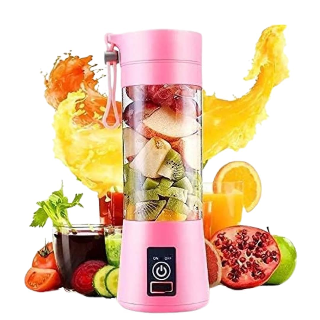 Personal Size Juicer Blender with 6-Blade, USB Rechargeable, Built-in Jar, Pink, for Juices, Protein and Milk Shakes-image-34