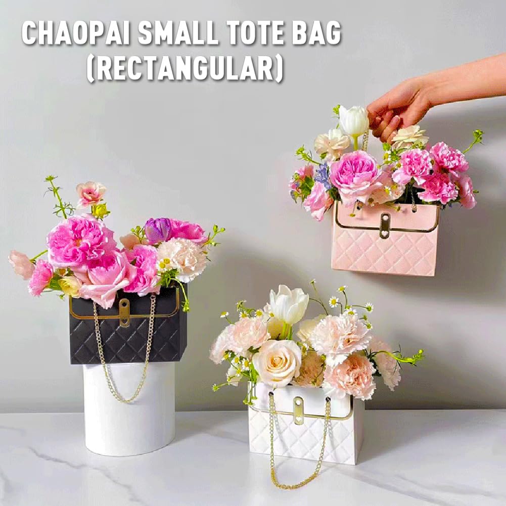 Sacchetti di carta per fiori con catena in metallo, confezione regalo in carta con fiori, impermeabili, con manico, per feste di nozze, San Valentino, compleanno, festa della mamma, sacchetti regalo