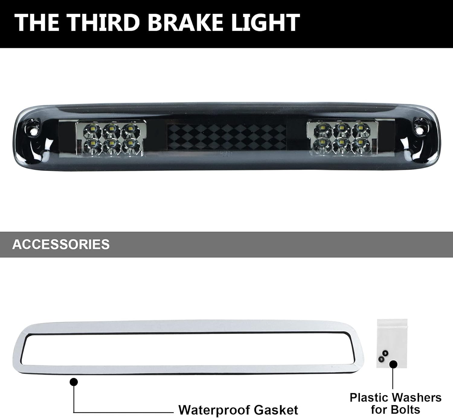 Tresound LED Third 3rd Brake Light for 1999-2007 Chevy Silverado GMC Sierra 1500 2500 3500 HD Classic, Rear Cargo Lamp High Mount Stop light