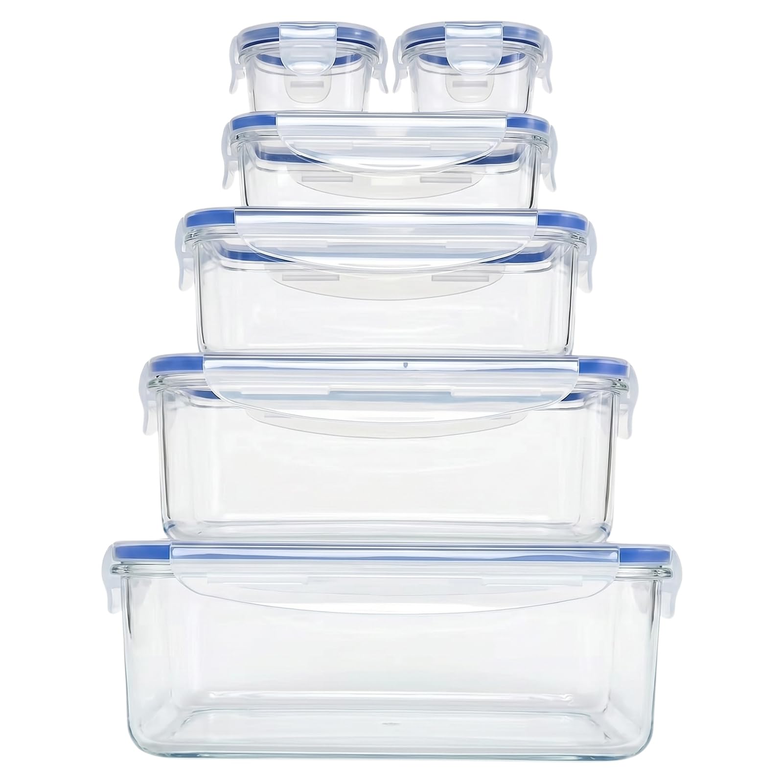 6PCS Rectangular Food Storage Containers Leakproof Stackable Fruits