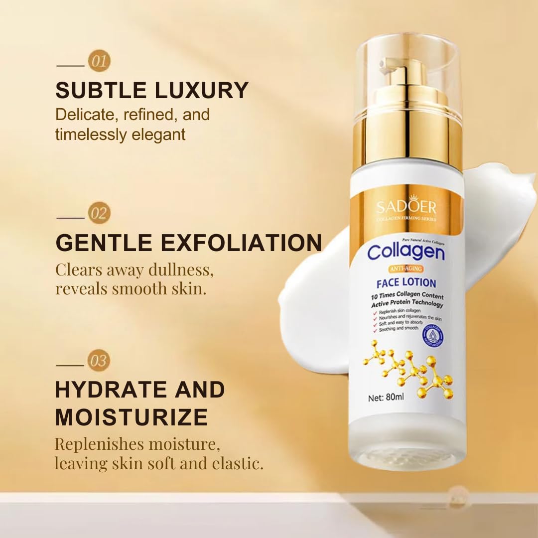 Sadoer Collagen Anti Aging Face Lotion with 10 Times More Collagen Content Active Protein Technology - 80ml - Image 4