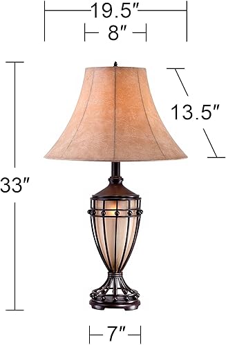 Miniatura 4 de Franklin Iron Works Cardiff - Lámpara de mesa rústica de granja con regulador de intensidad de mesa, luz nocturna de 33 pulgadas de alto, hierro