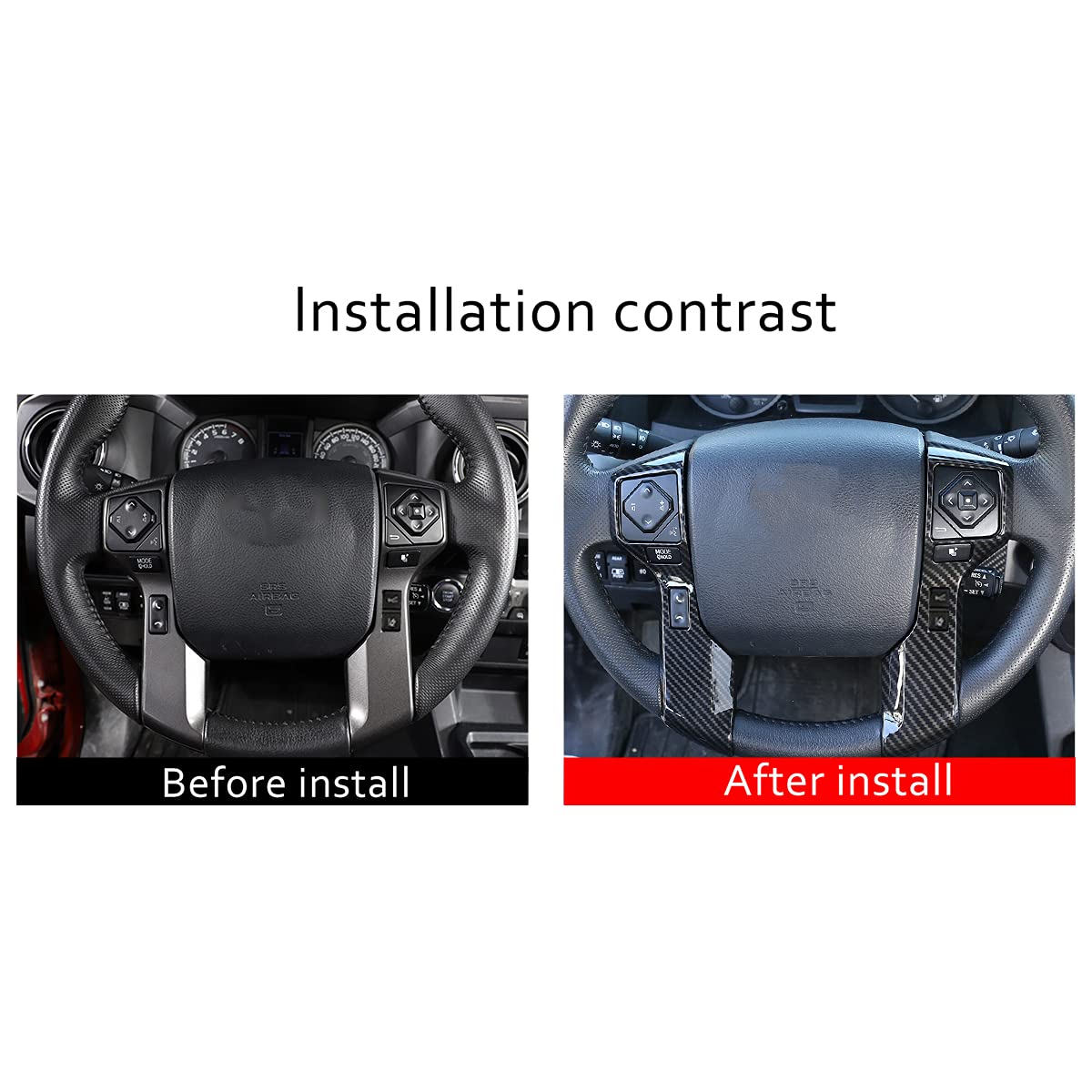 LLKUANG Steering Wheel Button Cover Trims Stickers Fit for Toyota Tacoma 2014-2020 Tundra 4Runner 2010-2019 4Runner 4WD N280 2014-2019 (Carbon Fiber Style, 3+3 Holes Style)