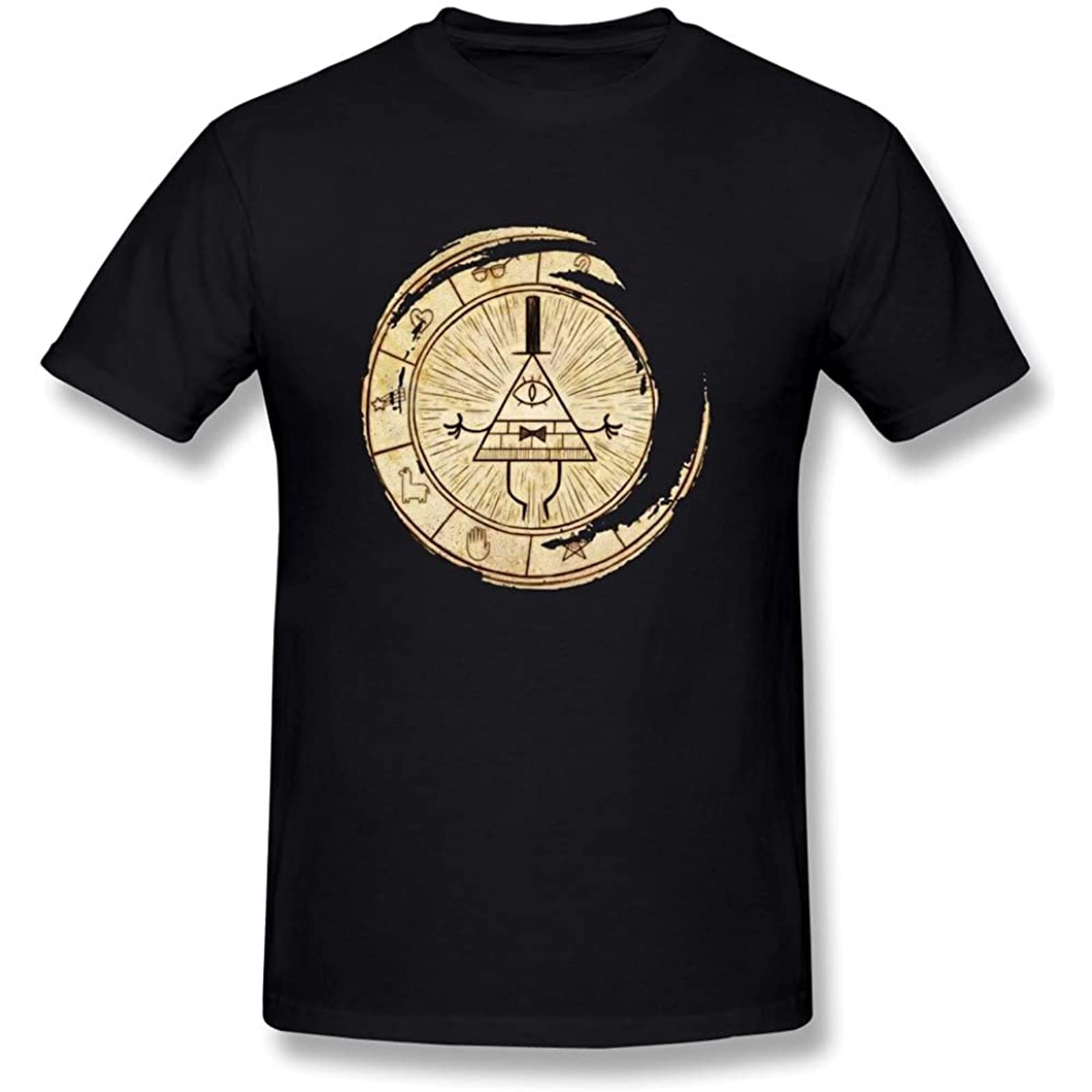 biefang Nnkey Men's Short Sleeve Gravity Falls Symbol Mysteries T Shirt Black