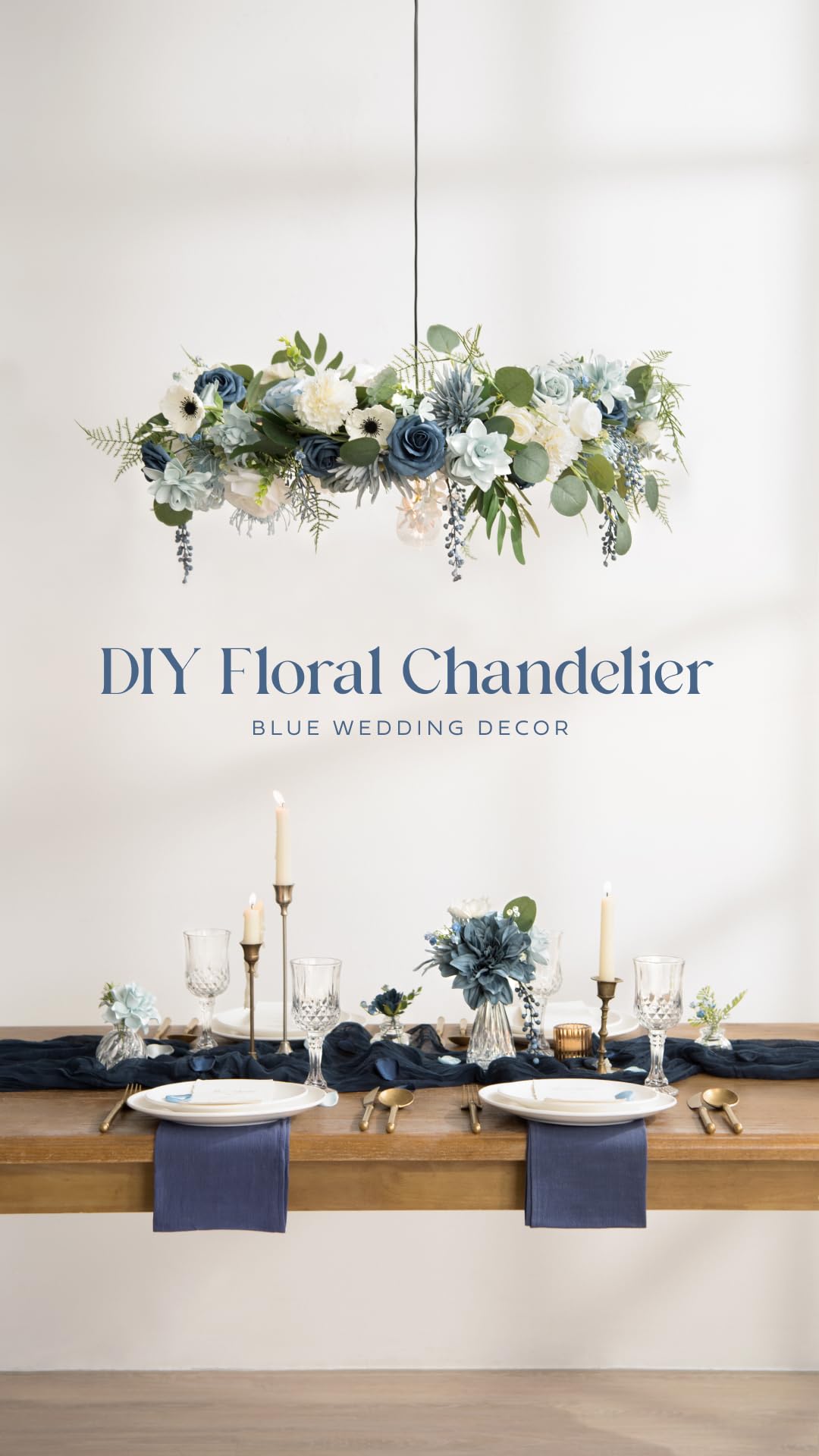 Ling's moment Artificial Roses Flowers 25pcs Blue Ombre Colors Fake Roses with Stem for DIY Wedding Bouquets Centerpieces Arrangments Decorations