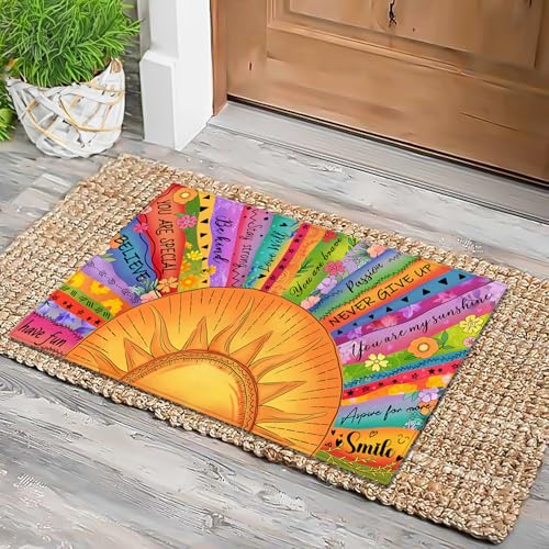 HANXIG Boho Sun Doormat Bohemian Door Mat with...