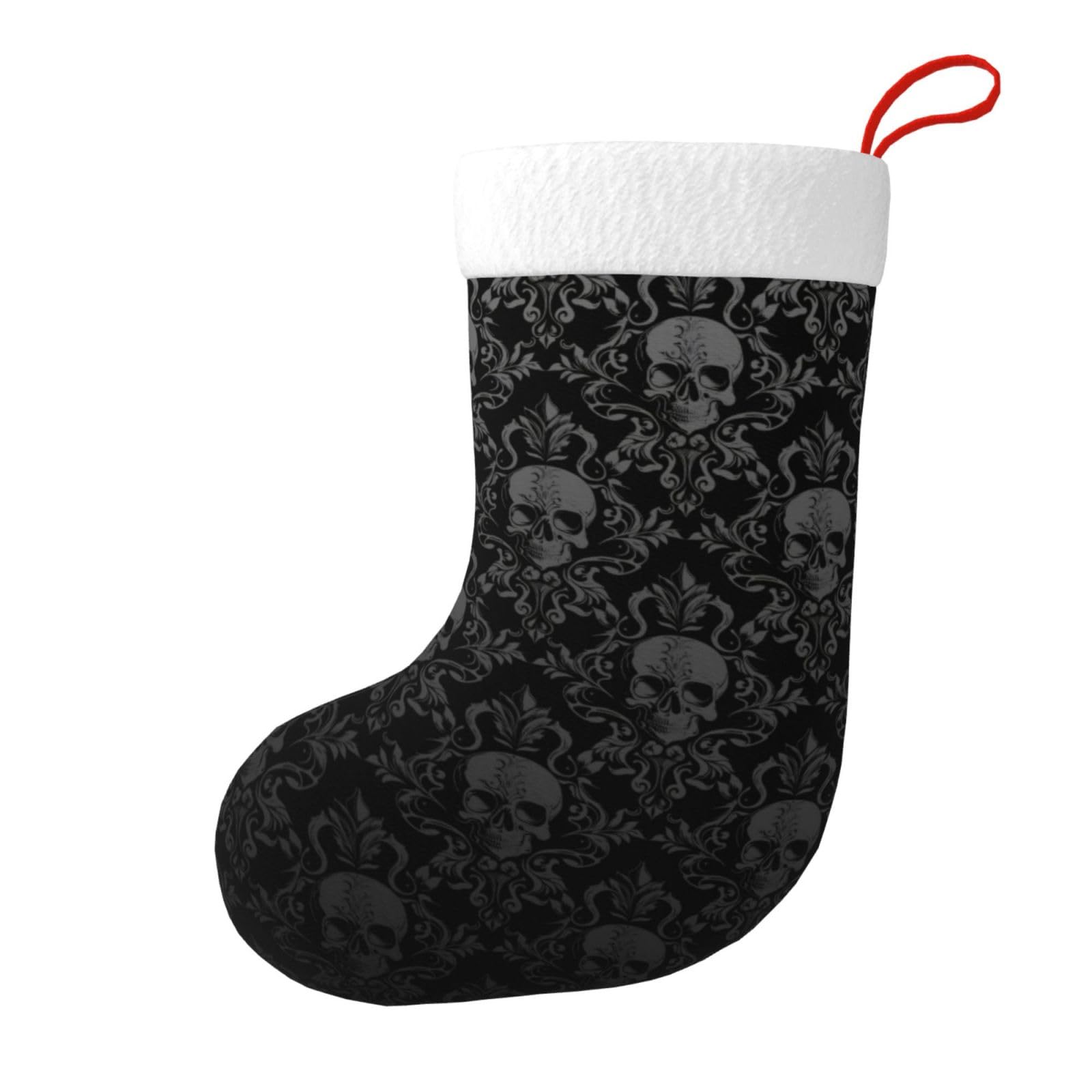 Fycfslmy Girls Gothic Black Skull2 Gothic Black Skull Large Christmas Stockings, Xmas Tree Fireplace Hanging Decorations For Home Holiday Decor