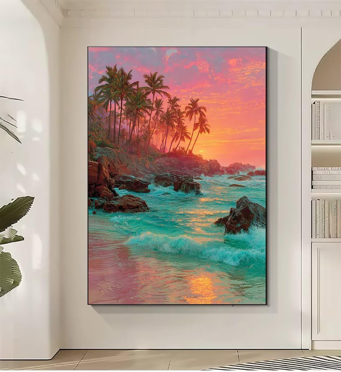 Sonnenuntergang Landschaft Malen Nach Zahlen Erwachsene, Paint by Numbers Adult Anfänger Kreativ Set Heimwerk Malen Nach Zahlen Kinder Pinsel und 36 Acrylfarbe Als, Deko Wohnzimmer 60 x 80 cm BJHWK634