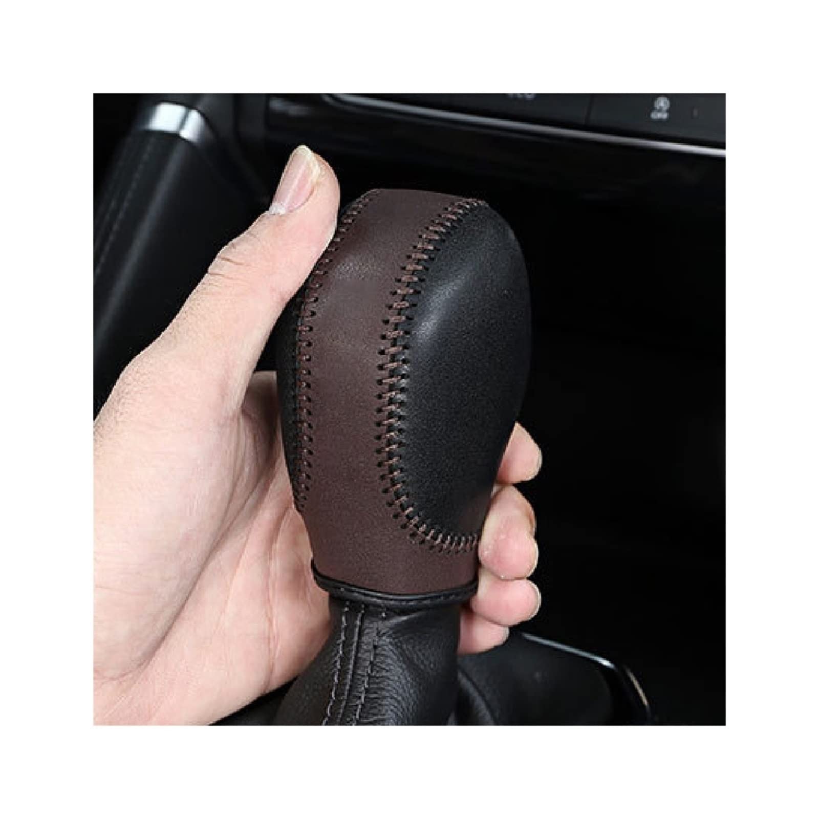Leather at Gear Shift Knob Cover for R-ENA&ULT for Koleos for T-alis&Man for M-EGA&ne Captur for C-li&o for Scenic (Color : Brown Style)