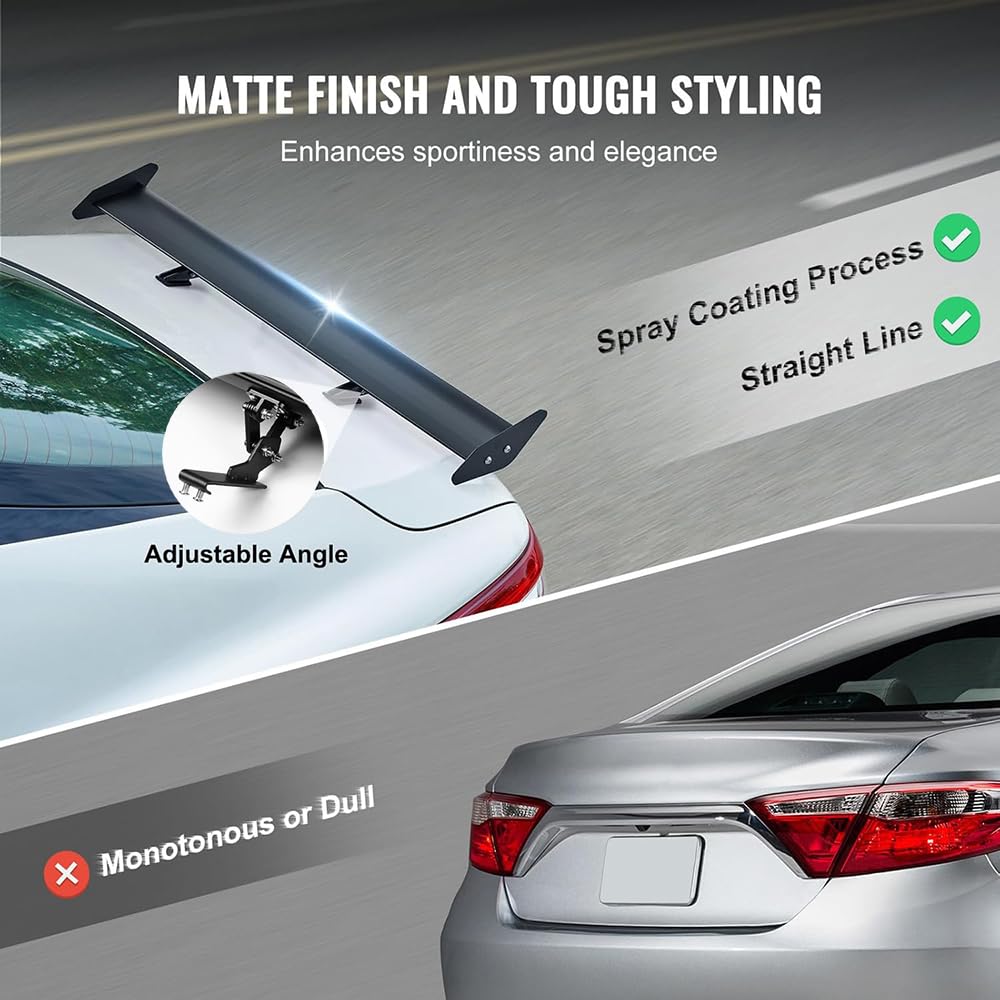 Alerón Trasero Universal para Coches, 110cm Spoiler GT de Aluminio con Doble Cámara, Diseño Deportivo sin Taladros para Decoración del Vehículo