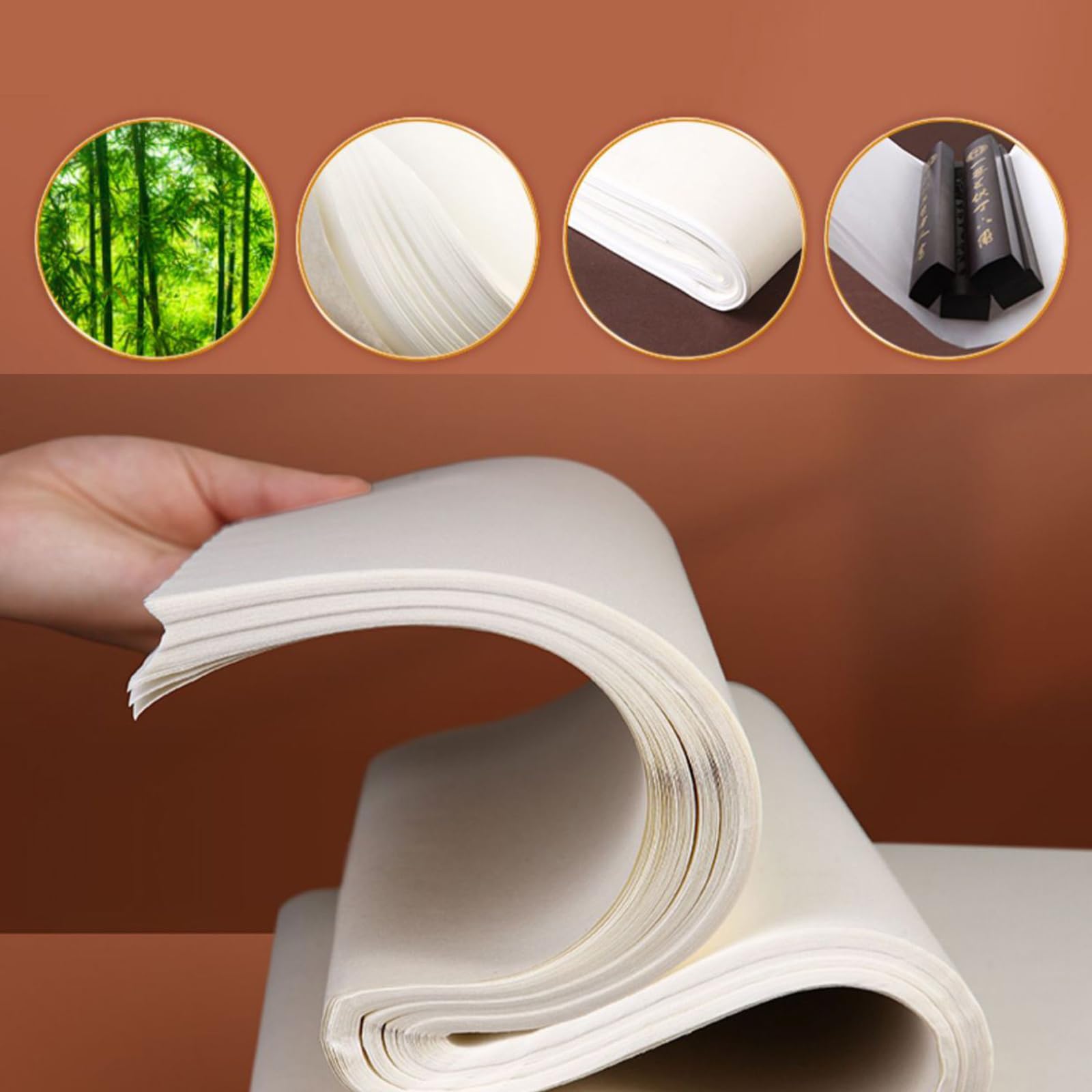 100 arkuszy chińskiego papieru Xuan 35 x 34 cm chińskie atramenty malarstwo ryż sumi pisanie do pisania pędzlem rysowania kaligrafii arkusze ćwiczeń