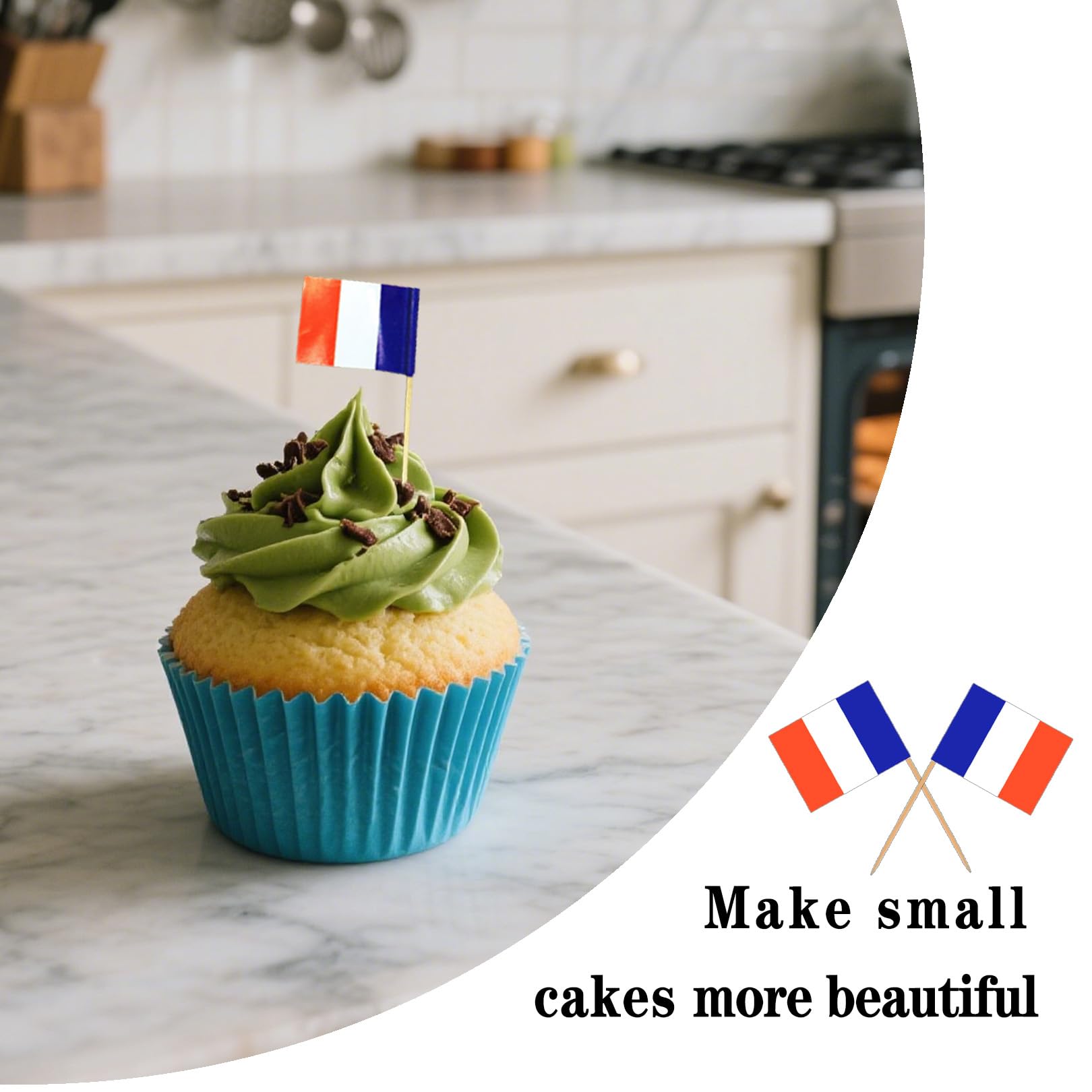 STOBOK 100 pezzi bandiera francese stuzzicadenti per cupcake, cupcake, cocktail, alimenti, mini mini picks per feste