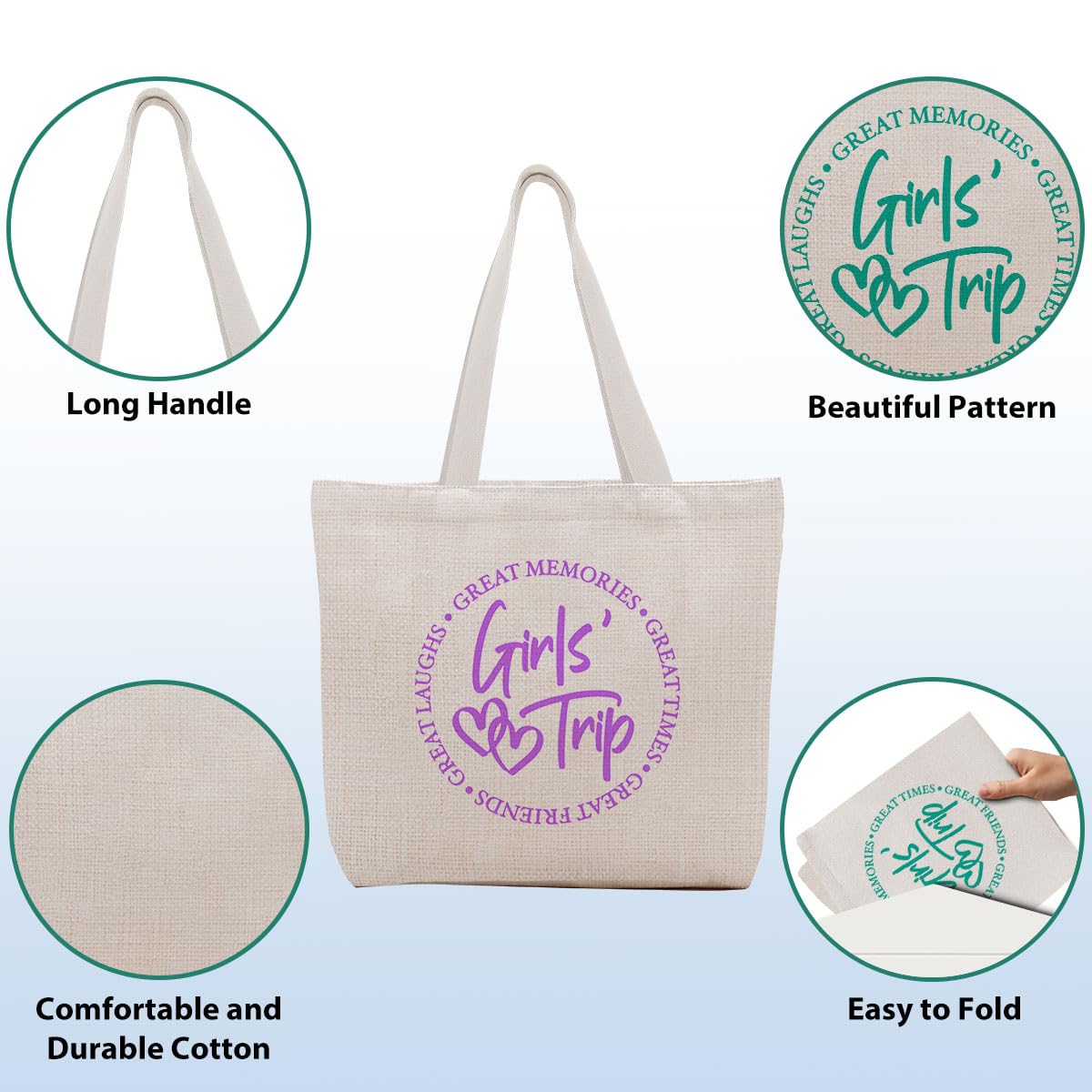 4 PCs 5 Pcs 6 Pcs Friend Trip Gifts Favors, 2026 Friendship Gifts, Tote Bag with Inner Porket Weekender Bags for Women
