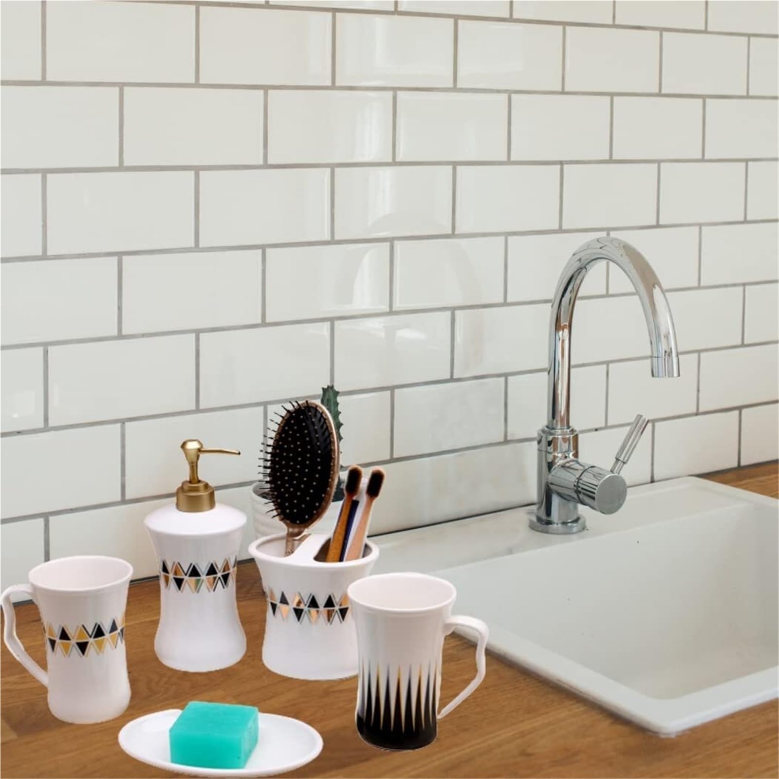 Accessori da bagno Set di accessori da bagno in ceramica, 5 pezzi, arredamento moderno for la casa Set di dispenser per sapone