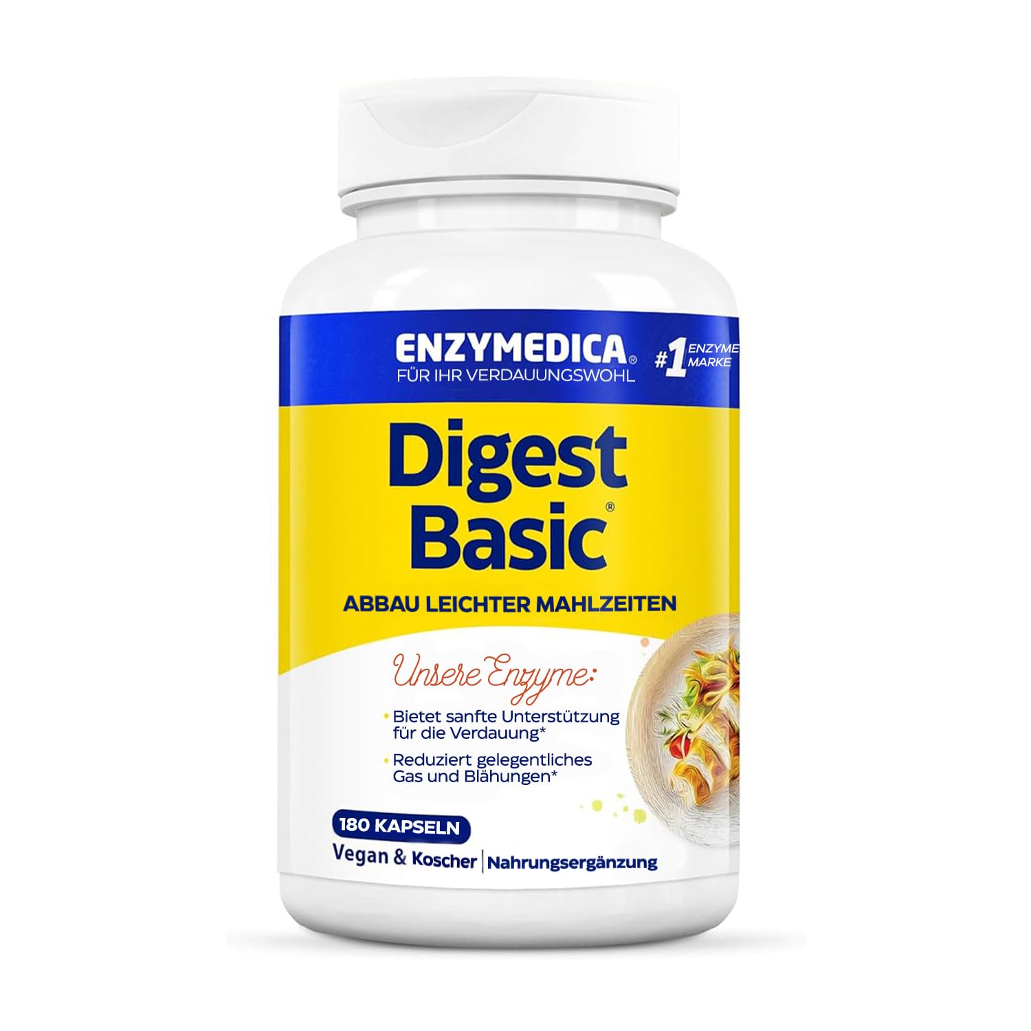 Enzymedica Digest Basic, Enzymformel, reduziert Blähungen und Völlegefühl, verbessert die Nährstoffaufnahme und Energie, glutenfrei, milchfrei