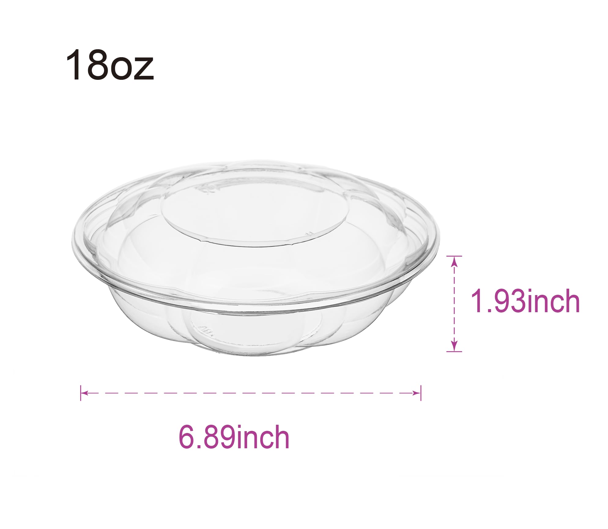 FULING [50 juegos de cuencos de plástico transparente de 18 onzas con tapas herméticas desechables para llevar, recipientes para mezclar para frutas, quinua, almuerzo y preparación de comidas.»