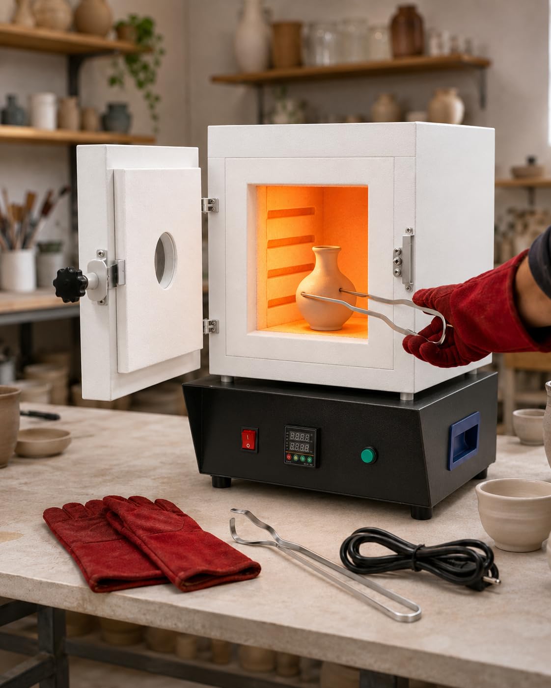Piec Muflowy 1150°C, Elektryczny Piec Do Wypalania 1500w Z Cyfrową Regulacją Temperatury I Oknem Obserwacyjnym, Piec Jubilerski Do Wosku, Gliny Metalowej, Ceramiki I Szkła