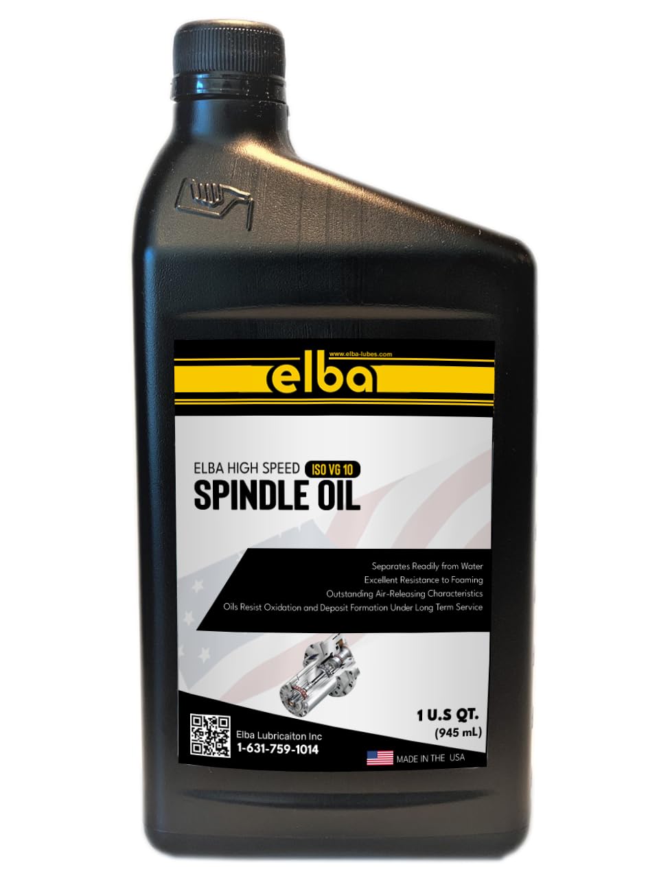 Elba High Speed Spindle Oil 10 | ISO VG 10 | Premium Ulta Clean Spindle Lubricant for High Speed Spindles in Machining Tools 1 QT Bottle Made in USA